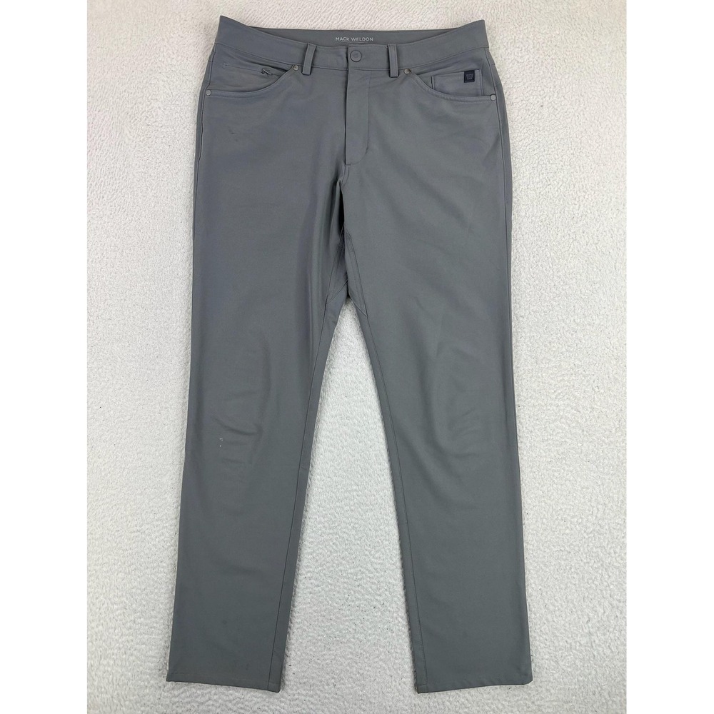 Mack Weldon Pants Mens 32x34 Gray Slim Fit Stretch Performance Chino Travel